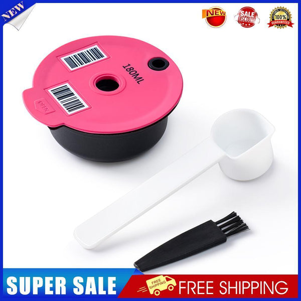Coffee Capsules Cup with Spoon Brush Black Refillable Coffeeware (180ml)