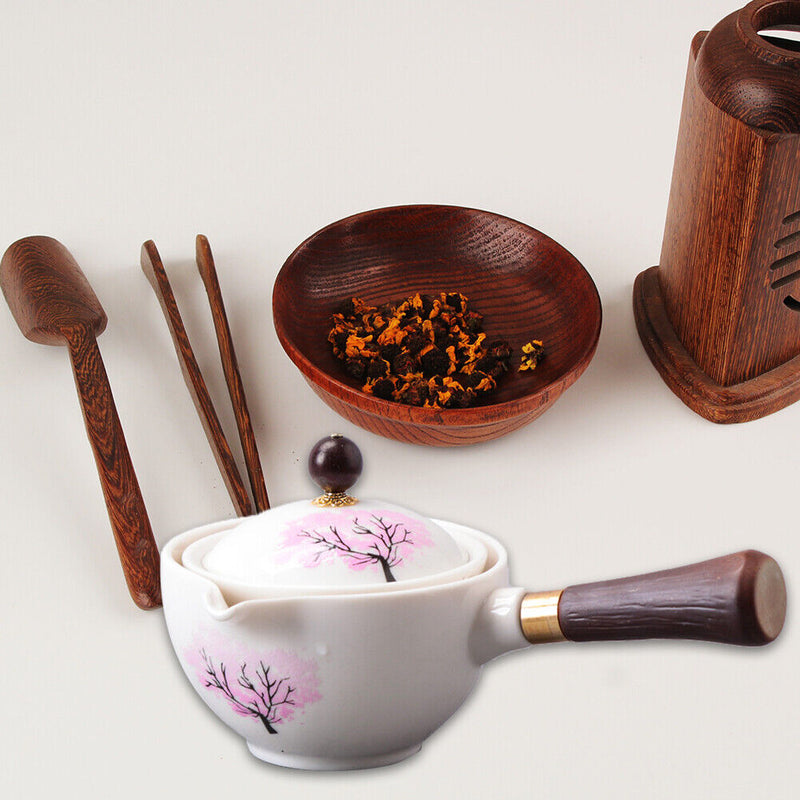 Portable Chinese Gongfu Kung Fu Tea Set Rotating Ceramic Teapot Teaware (M)