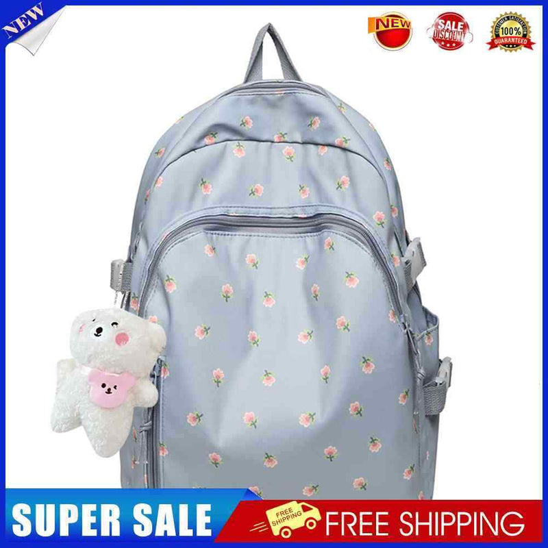 #A Fashion Floral Backpack Nylon Female Preppy Style Large Capacity Schoolbag