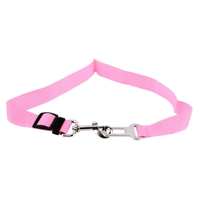 Adjustable Dogs Car Seat Belt Harness Pets Safe Seat Traction Rope (Pink) Newly