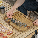 12pcs Camping Tableware Storage Bag Cutlery Organizer Roll BBQ Picnic Carry Case