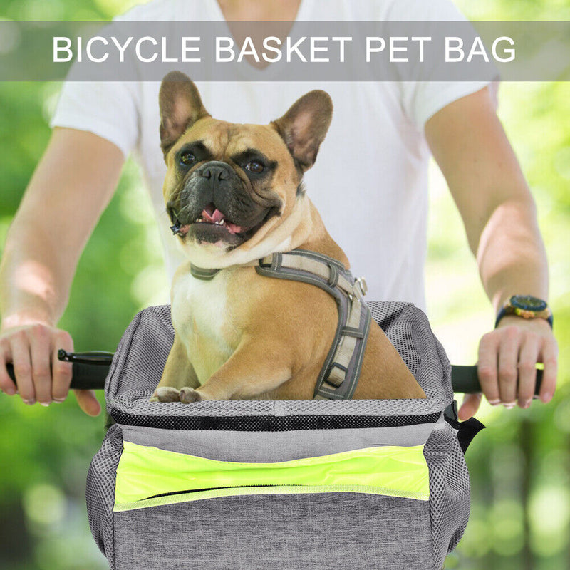 Bicycle Basket Bags Foldable Pet Dog Cats Cycling Bike Front Carrier Pouch