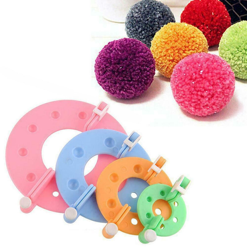 Pompom Maker Kit Knitting Crafts 4 Different Sizes Ball 8PC Making Tools Q5H3