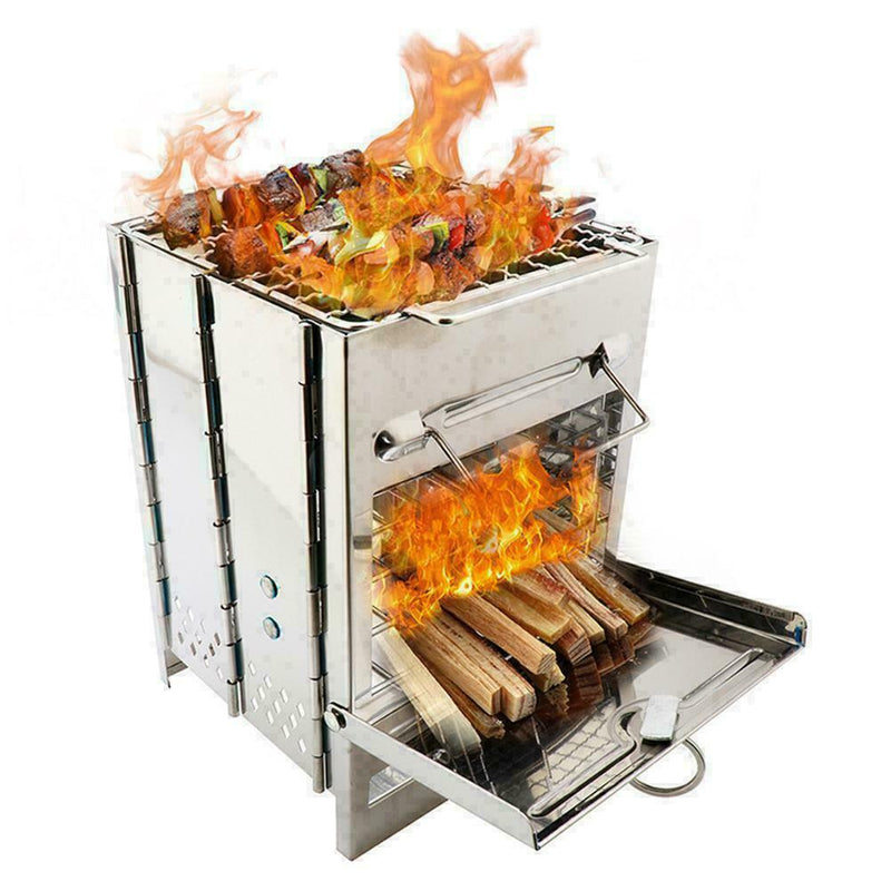 Lixada Folding Steel Wood Burning Stove Outdoor Picni B4H4 L1J1 Q2P3