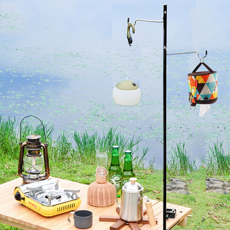 Portable Camping Hiking Lamp Stand Pole Picnic Table Hanging Tent Light Holde
