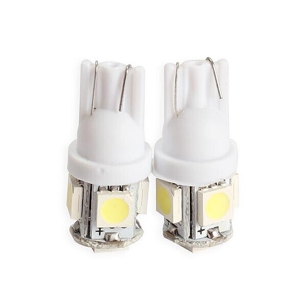 2PCS T10 5050 5SMD LED White Light Car Side Wedge Tail Light Lamp Bright