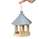 Garden Window Wooden Birdhouse Parrot Cage Bird Seeds Food Feeder (Blue)