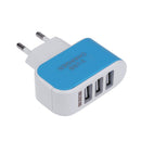 3USB EU Plug LED Mobile Phone Charger Multi-Head Travel Charger(2A)(Blue)
