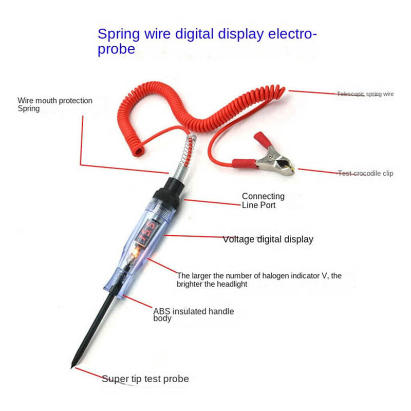 Professional Long Probe Pen Digital Display Auto Voltage Tester Repair Tool