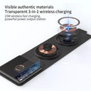 15W 3 in 1 Wireless Charger Foldable Clear Glass Portable Fast Charger.