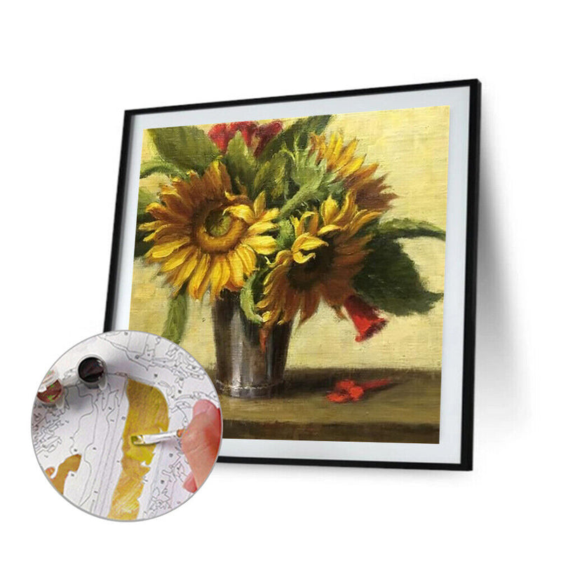 Flower Oil Paint By Numbers Kits DIY Hand Painted Home Decoration Gift No Frame
