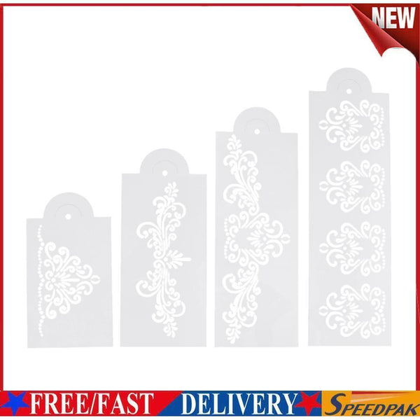 4X Flower Cake Cookie Fondant Side Baking Stencil Wedding Decor Mold Tool #F