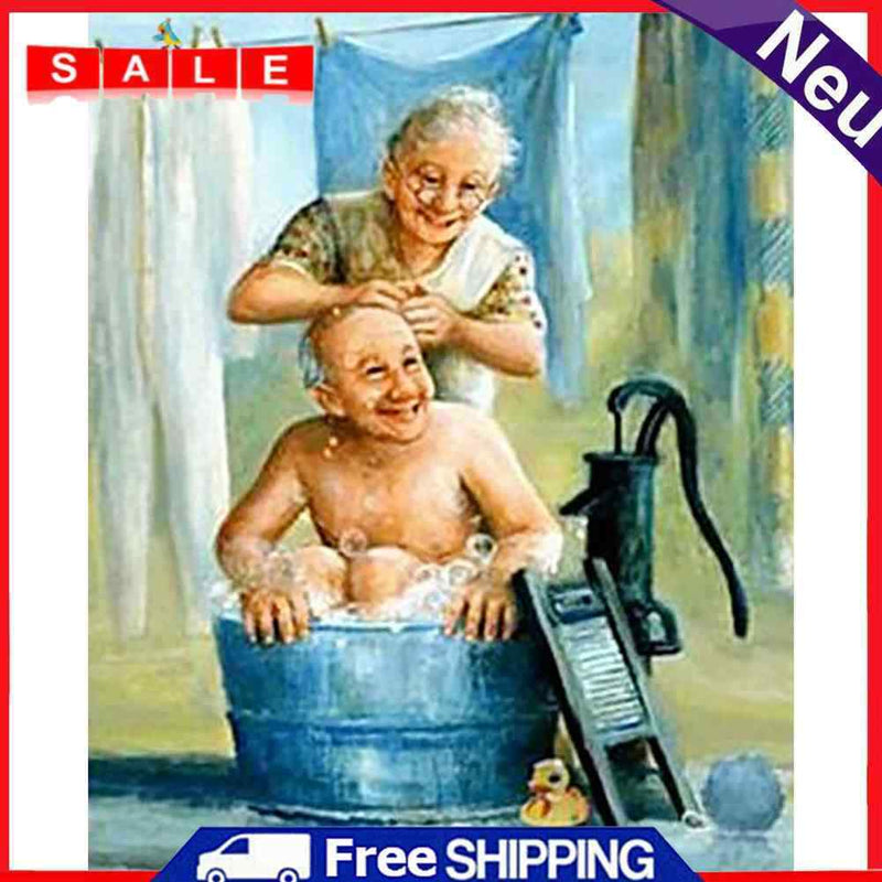 5D DIY Diamond Painting Old Couple Full Round Drill Mosaic Picture Rhinestones