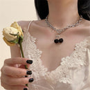 Gothic Stainless Steel Punk Hip Hop Cherry Pendant Necklace Clavicle Chain