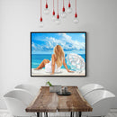 Beach Girl Back Oil Paint By Number Kit DIY Acrylic Painting on Canvas Framel