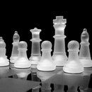 Glass Chess Set Elegant Pieces and Checker Board Game Frosted White Black Q9I7