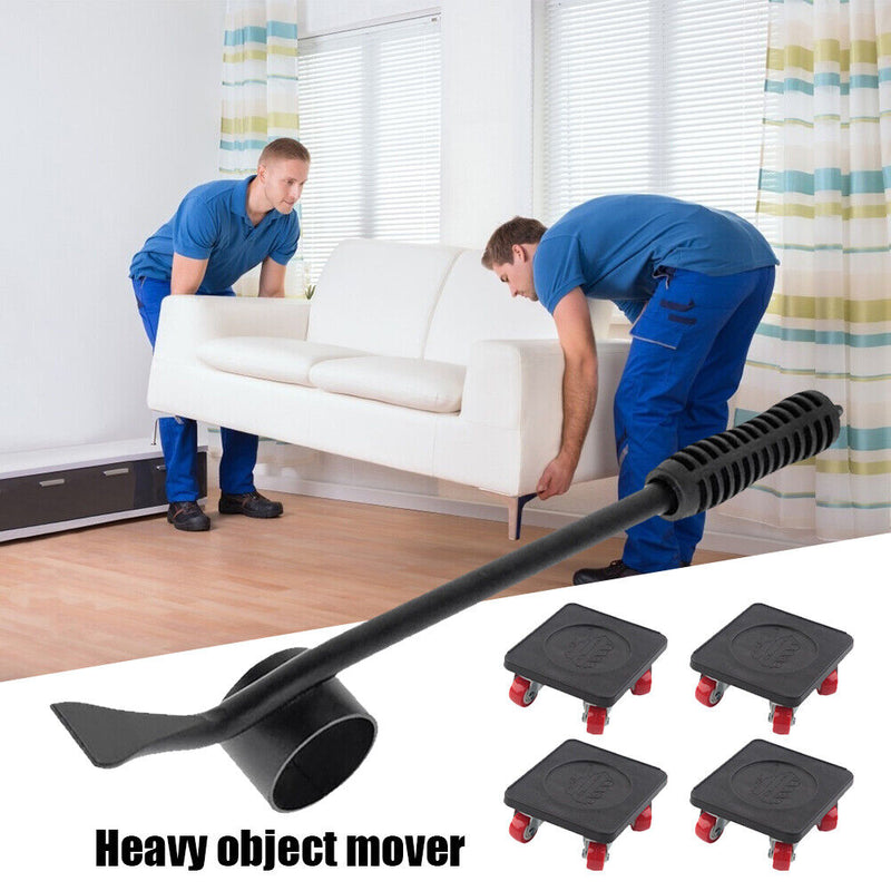 5pcs Furniture Transport Lifter Tool Heavy Stuffs Moving Wheel Bar Mover Device