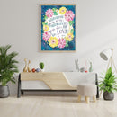 DIY Full Drill Round Rhinestone Drawing Letter Flower Painting Kit Room Decor
