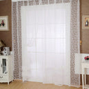 Window Curtain Plant Floral Pattern Sheer Voile Tulle Drape Valances White