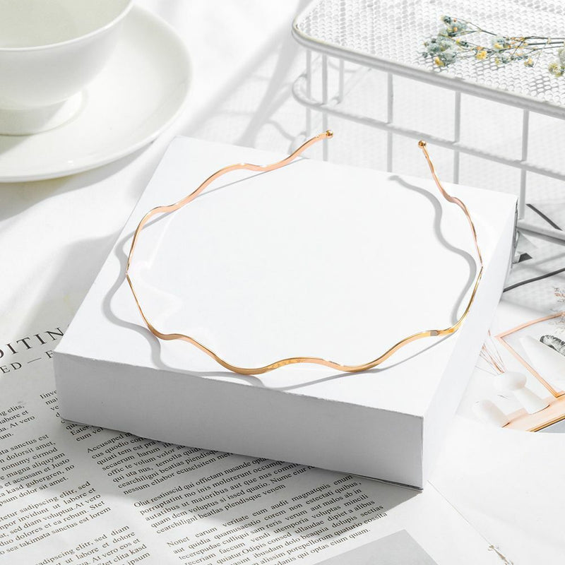 Elegant Geometric Wave Bending Metal Headdress Thin Headbands Hair Hoop