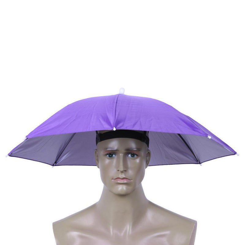 5pcs Outdoor Sunscreen Anti-Rain Elastic Band Head Umbrella Hat (Purple)