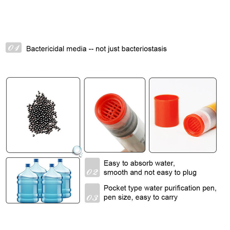 Pocket Water Purifier Pen Shape Water Purification Straw Emergency Survival Gear