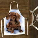 Hanging Neck Brown Dog Printed Linen Cleaning Apron Kitchen Cafe Home Pinafor