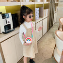 Cute Silicone Donut Round Crossbody Bag Kids Rainbow Handbags (Light Pink)
