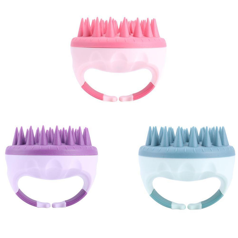Portable Silicone Shampoo Brush Round Soft Scalp Massage Brush (Pink)