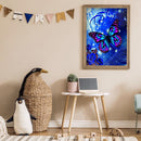 Blue Purple Butterfly Full Round Diamond Painting Decorative Rhinestone Picture