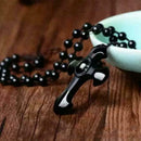 Black Obsidian Stone Cross Necklace Jewelry Gifts H0C3