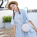 Women Small Round Shoulder Bag Alligator PU Travel Circle Zip Crossbody Handbag