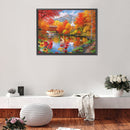 5D DIY Diamond Painting Autumn Lake Full Round Drill Mosaic Rhinestone Pict
