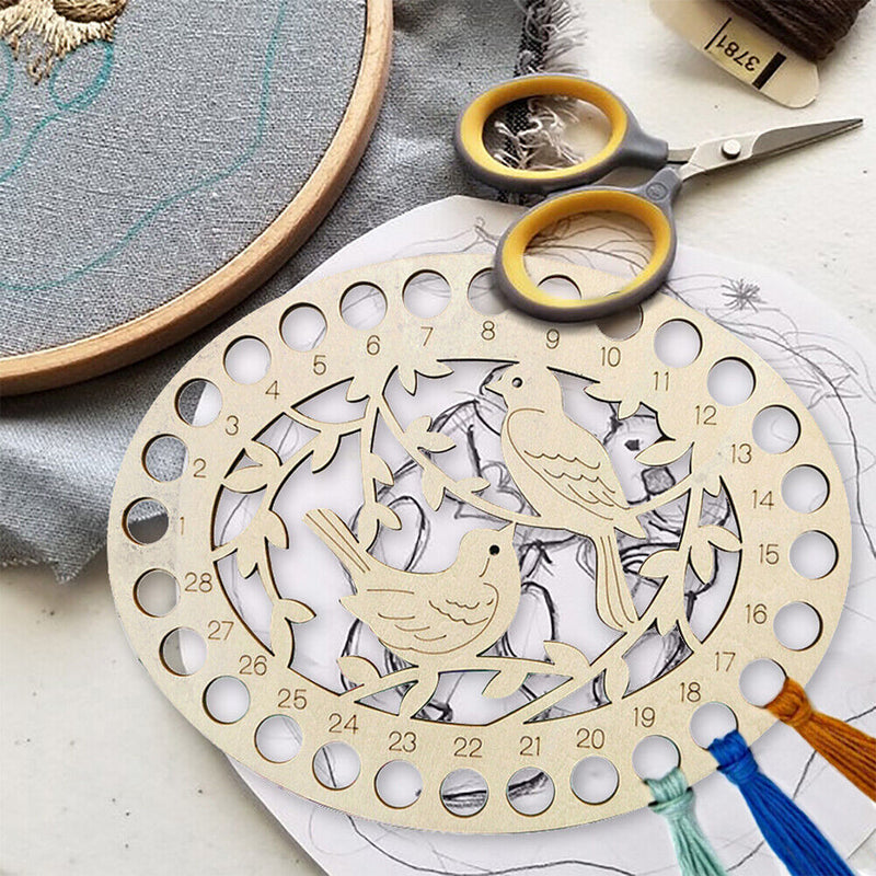 Embroidery Wire Organizer Wood Bird Cross Stitch Thread Storage Finishing Tools