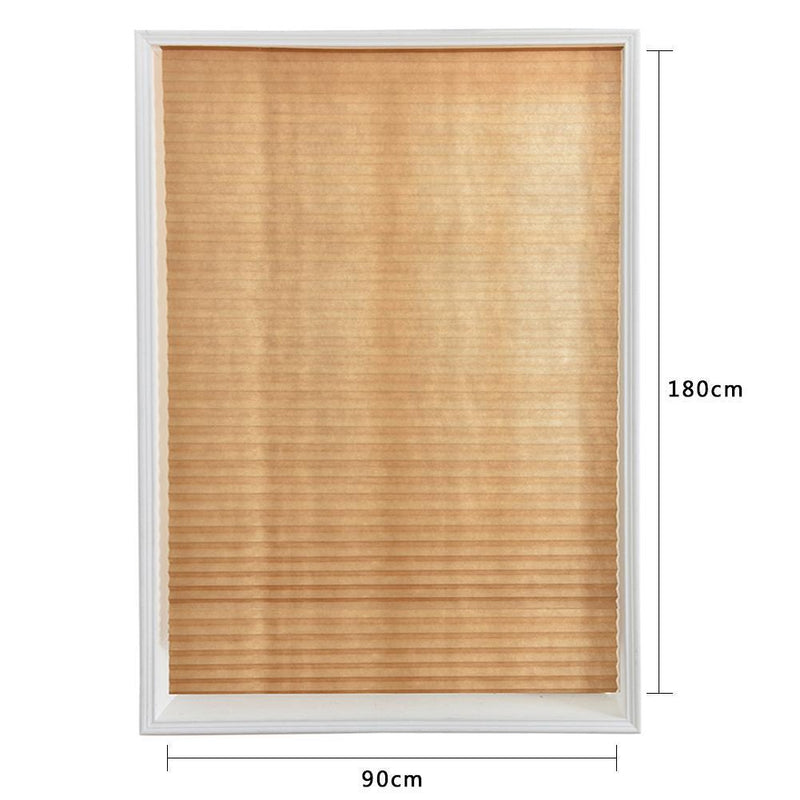 Self-Adhesive Pleated Blinds Half Blackout Window Curtains (Brown 90X180cm)