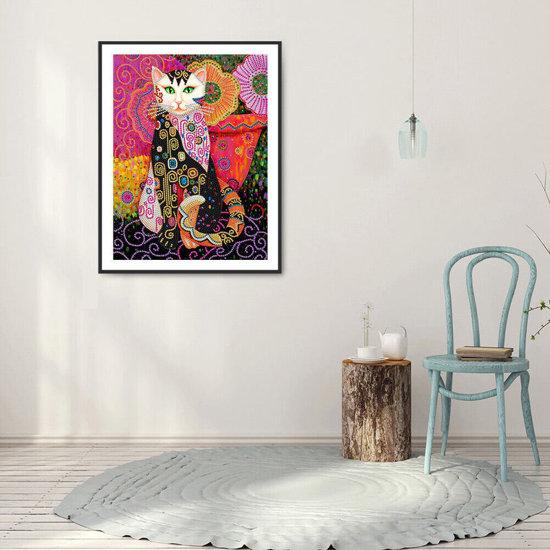 5D Diamond Painting Kit Cat Partial Special Shape Drill DIY Craft Mosaic Picture
