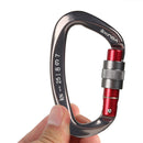25KN D Shape Safety Lock Carabiner Outdoor Rock Climbing Buckle (Gun Grey) Newly
