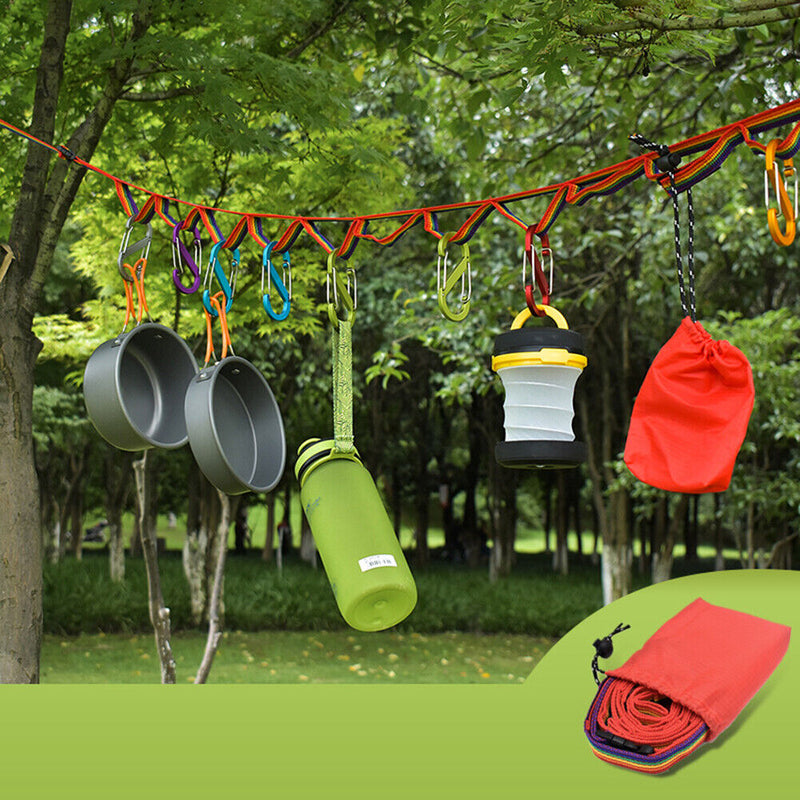 Multi-function Outdoor Camp Hiking Hanging Rope Tent Clothes Line Hanger St