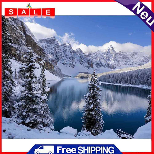 Frameless Mountain Lake Oil Paint by Numbers Kit Handpainted Artwork Wall Craft
