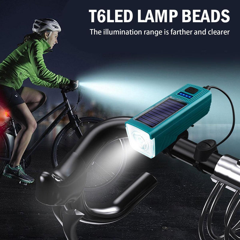 3 Modes Bicycle Front Light Bicycle Lantern With Horn n LED Charging Solar A9Y2