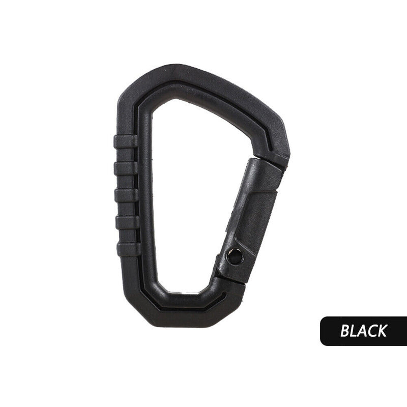 5pcs Outdoor Carabiner Molle Buckle Keychain Hook Camping D Buckle (Black)