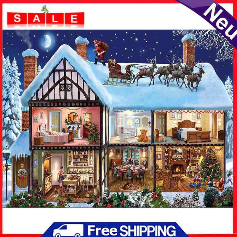 Full Cross Stitch Eco-cotton Thread 11CT Printed Snow House Still Life Craft Kit