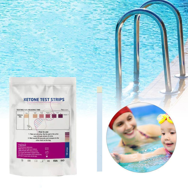 100pcs Ketone Reagent Strip Urine Urinalysis Swimming Pool Tester Paper
