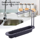 Telescopic Sink Shelf Towel Bar Sponge Drainer Storage Rack Basket (Grey) Newly