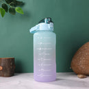 2000ml Water Bottle with Time Marker for Outdoor Sports Drink Cup (Green)