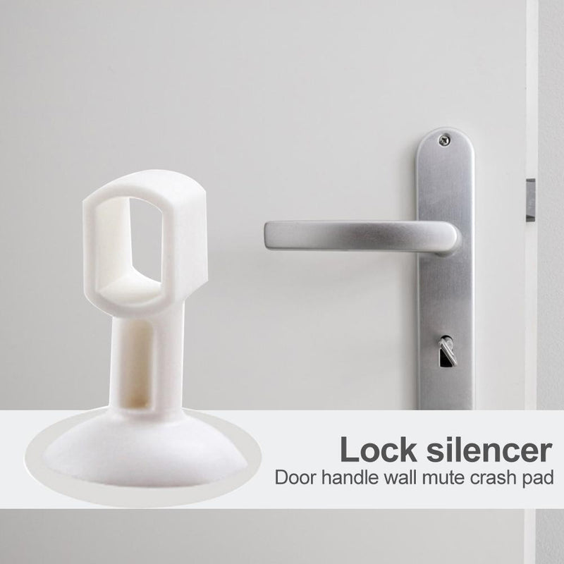 2pcs Doorknob Wall Mute Crash Pad Cushion Door Handle Lock Silencer (White)