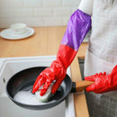 1 Pair Latex Plush Washing Cleaning Gloves Warmer Long Waterproof Household M7K4