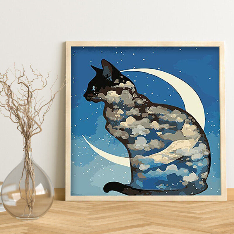Diamond Painting 5D DIY Moon Cat Full Round Drill Rhinestones Picture Kit