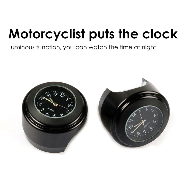 Motorcycle Clock Waterproof 22-25mm Slide Handleable Watch Luminous Quartz Clock