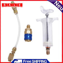 2oz A/C Oil Dye Injector with Low Side Quick Coupler Clear Pants 1/4 SAE R-134a